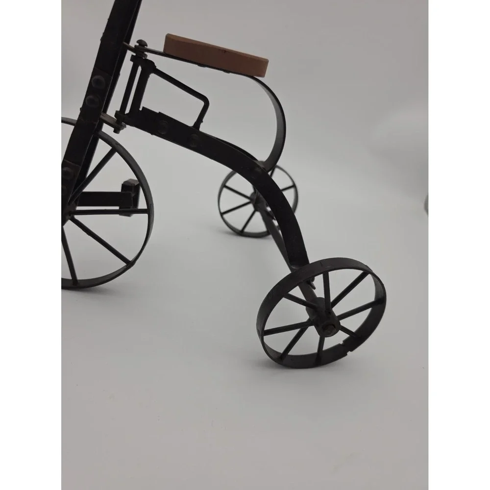 Vintage Salesman Sample/Toy/Doll Tri-Cycle Wood Seat Handles,Wrought Iron Frame!